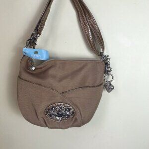 Kathy Van Zealand NEW Nylon Faux Leather Shoulder Crossbody Hobo Convertible Bag